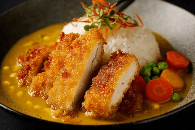 Japanese-inspired katsu curry with crispy chicken cutlets