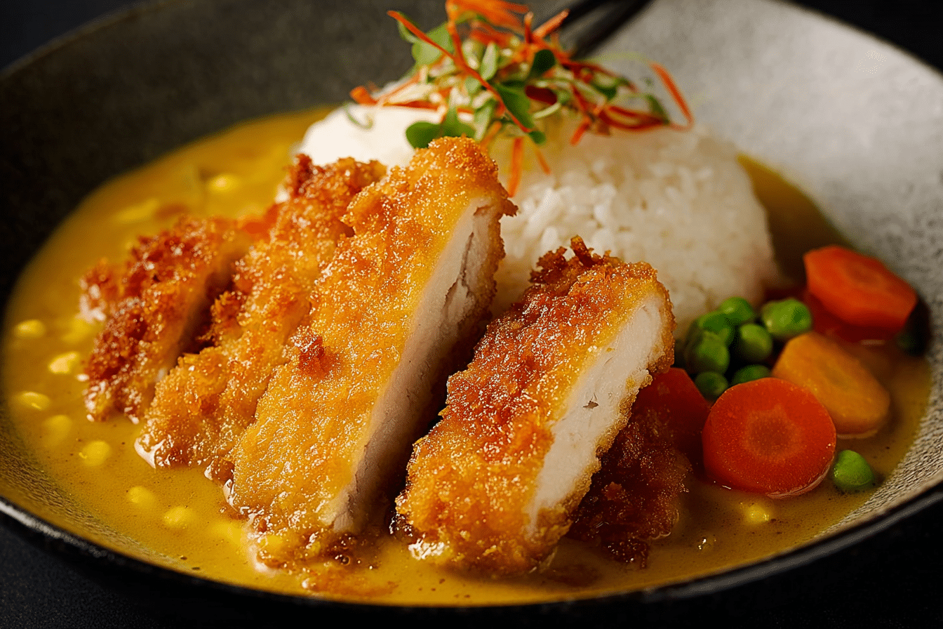Japanese-inspired katsu curry with crispy chicken cutlets