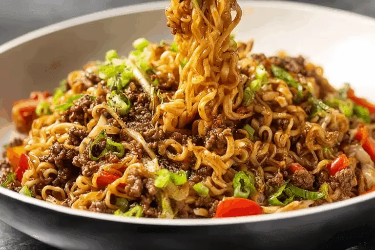 Ground Beef Ramen Skillet