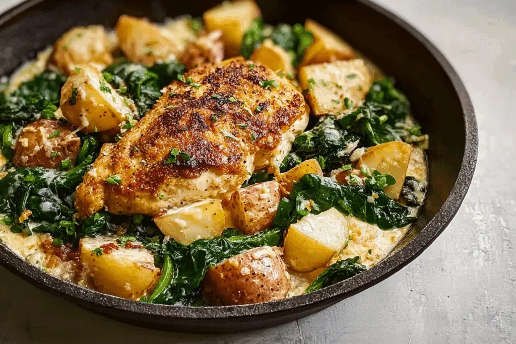 CREAMY GARLIC PARMESAN CHICKEN & POTATOES