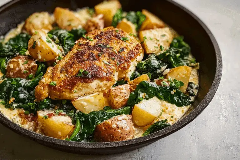 CREAMY GARLIC PARMESAN CHICKEN & POTATOES