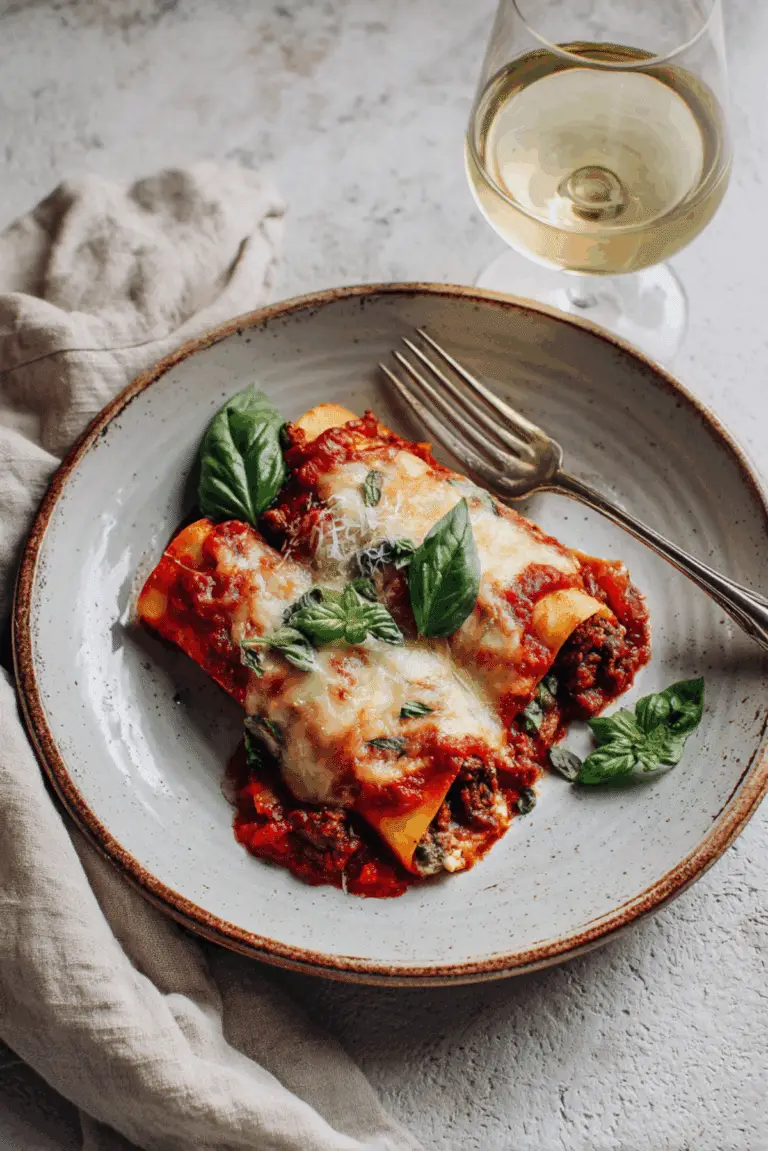 Baked Cannelloni with Beef and Mozzarella