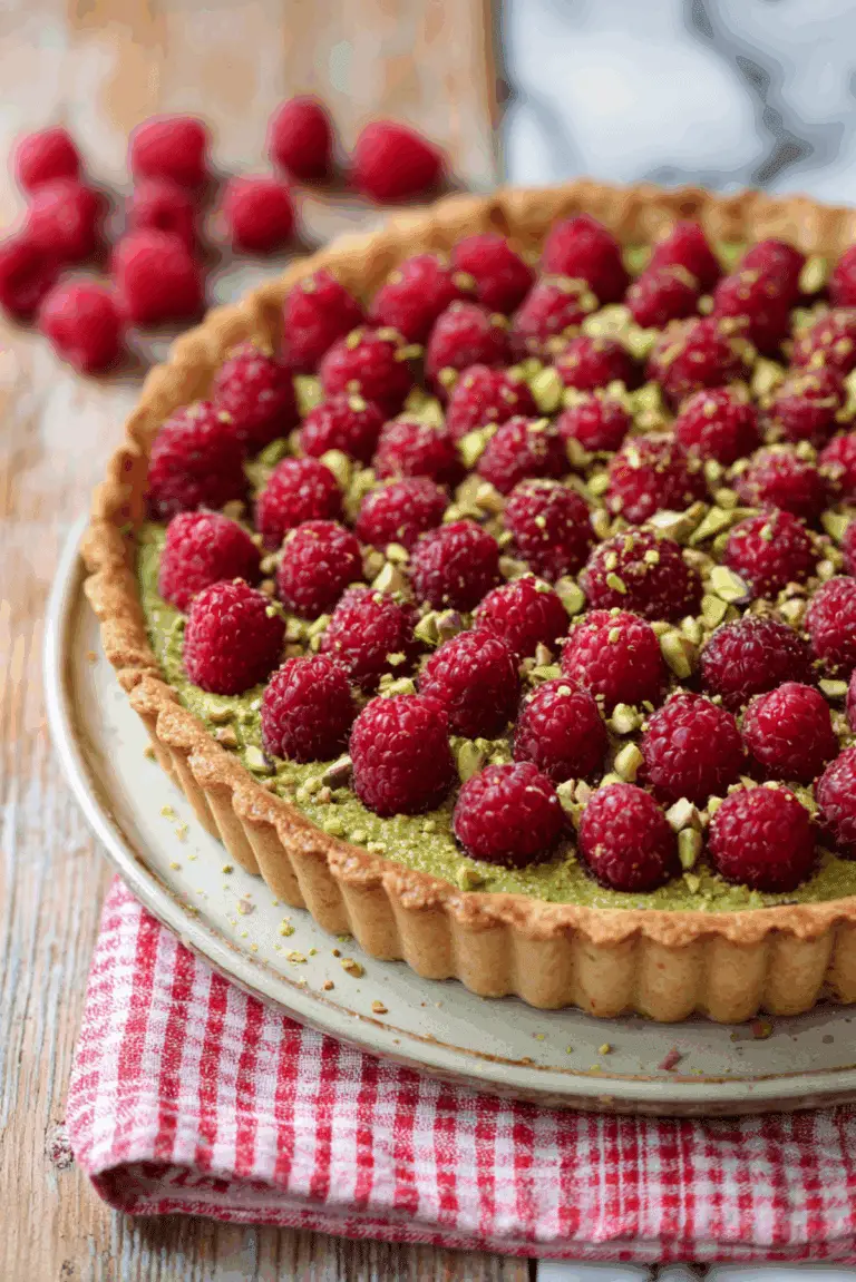 Raspberry Pistachio Frangipane Tart