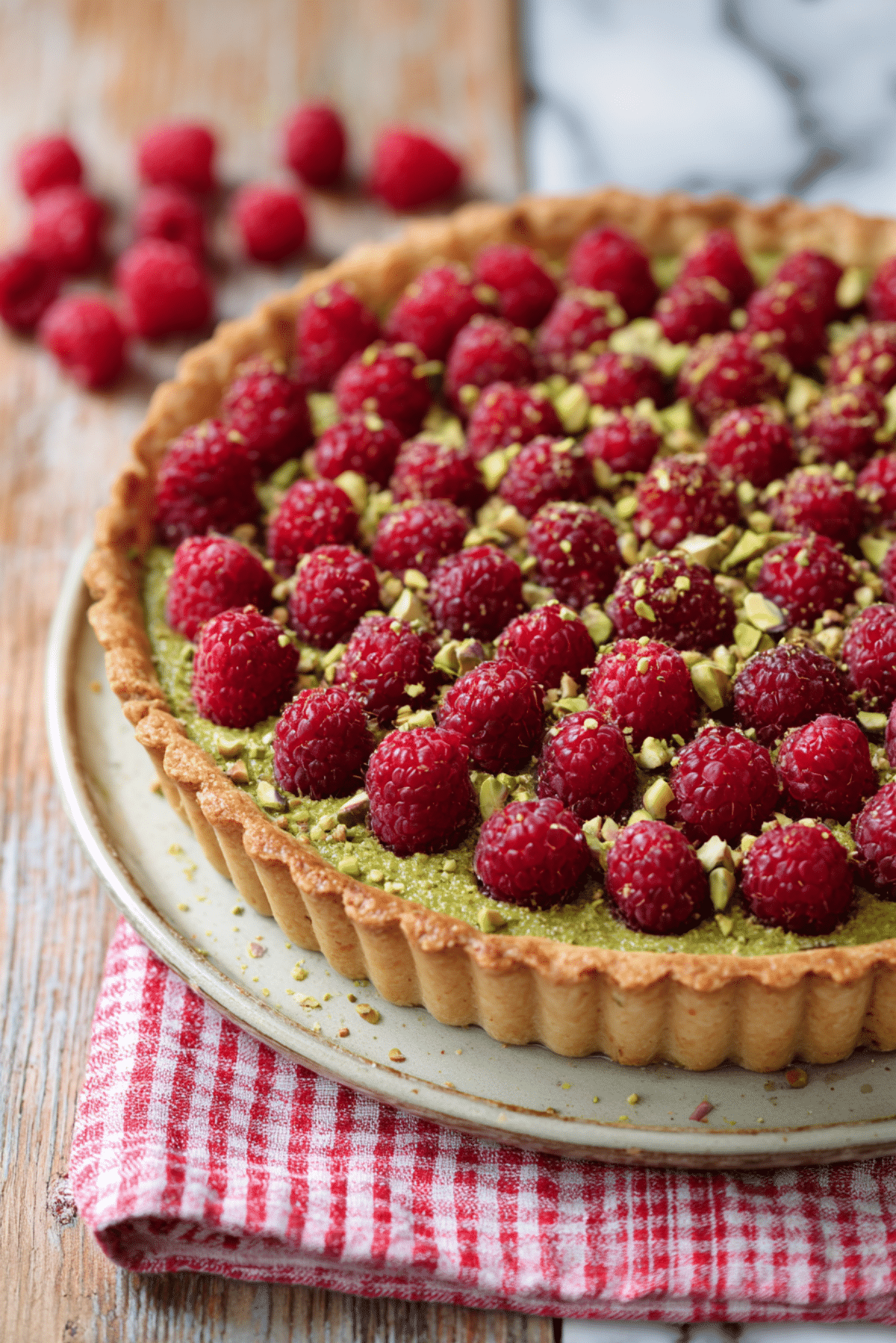 Raspberry Pistachio Frangipane Tart