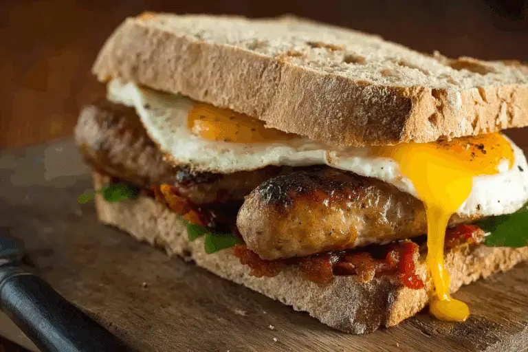 Fold Sausage Sandwich for Breakfast