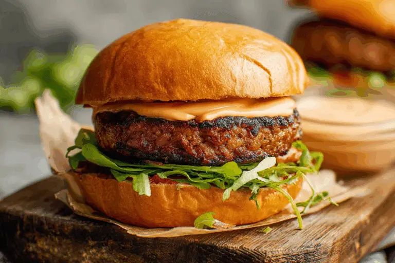 Vegan Smash Burger with Protein Patty and BBQ Mayo