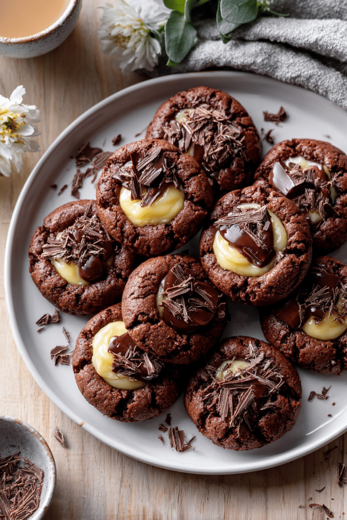 Chocolate Thumbprint Cookies with Custard Filling
