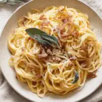 Caramelized Onion Spaghetti-Carbonara Style