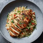 Aglio e Olio Orzo with Paprika Chicken