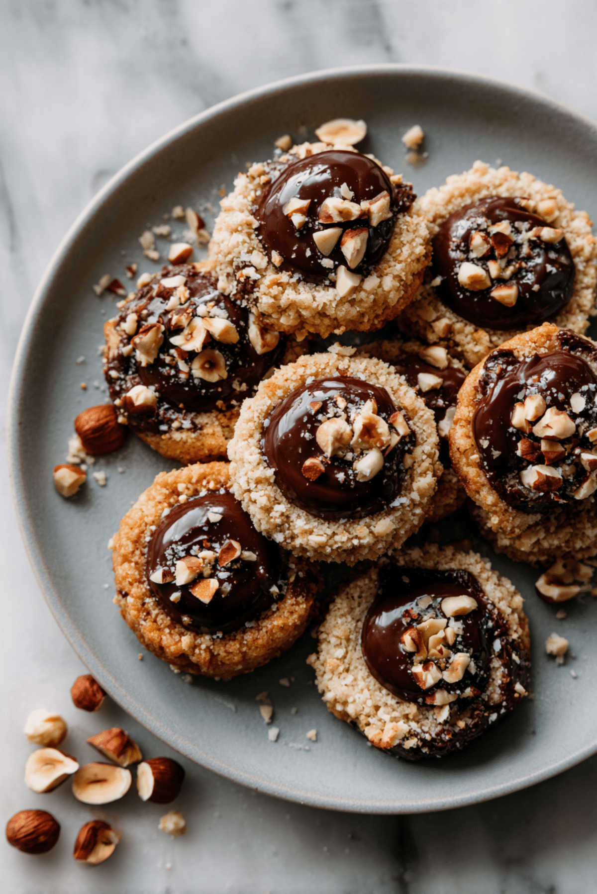 Hazelnut Thumbprint Cookies with Silky Ganache