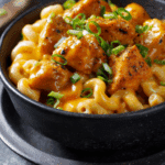 Honey Buffalo Chicken Bites with Mac N Cheese