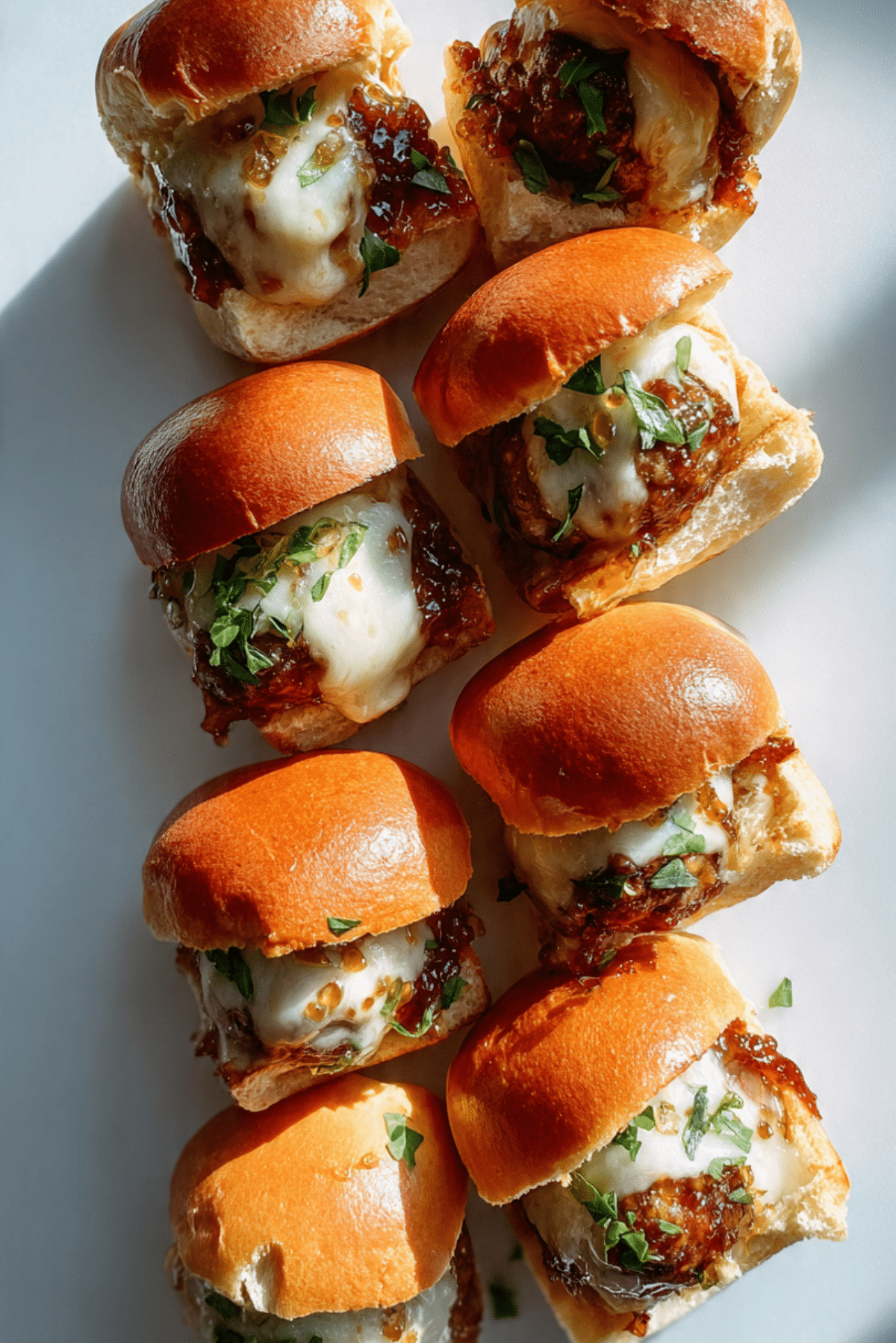 Hawaiian Roll Meatballs Sliders with hot honey