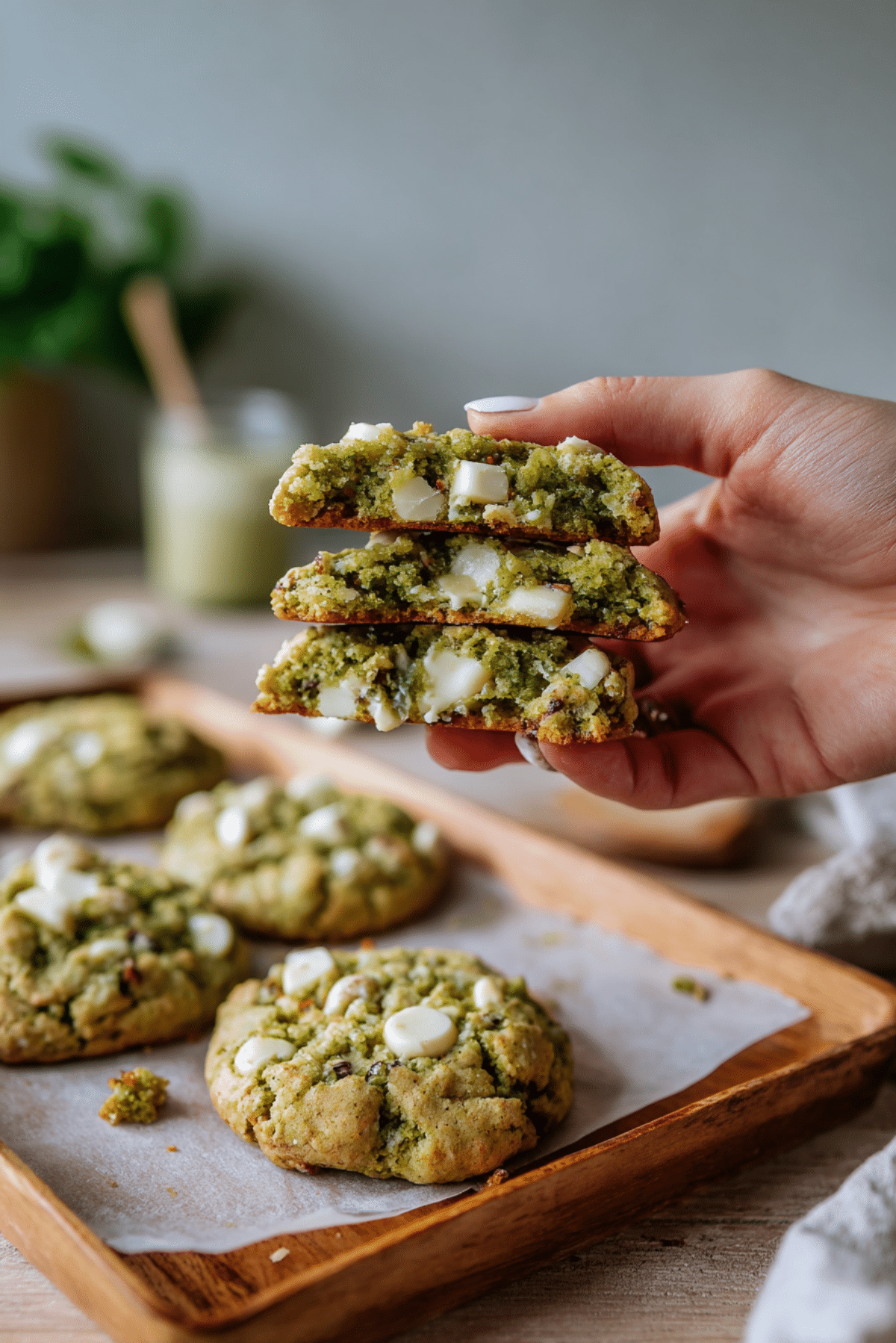NYC Style Matcha White Chocolate Chunk Cookies