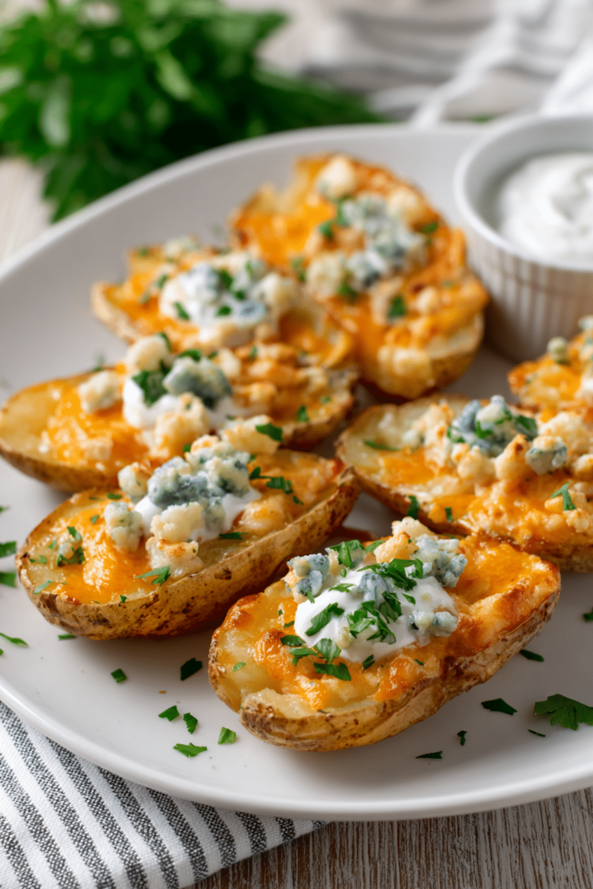 Buffalo Chicken Potato Skins