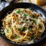 Caramelized Onion Spaghetti-Carbonara Style
