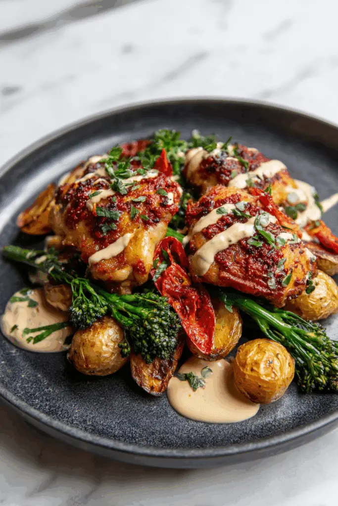 Honey Harissa Chicken Sheet Pan