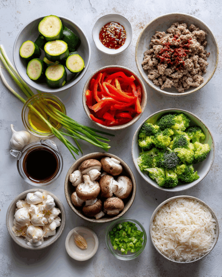 Spicy Ground Beef Stir-Fry Bowl with Garlic Veggies & Steamy Rice ...