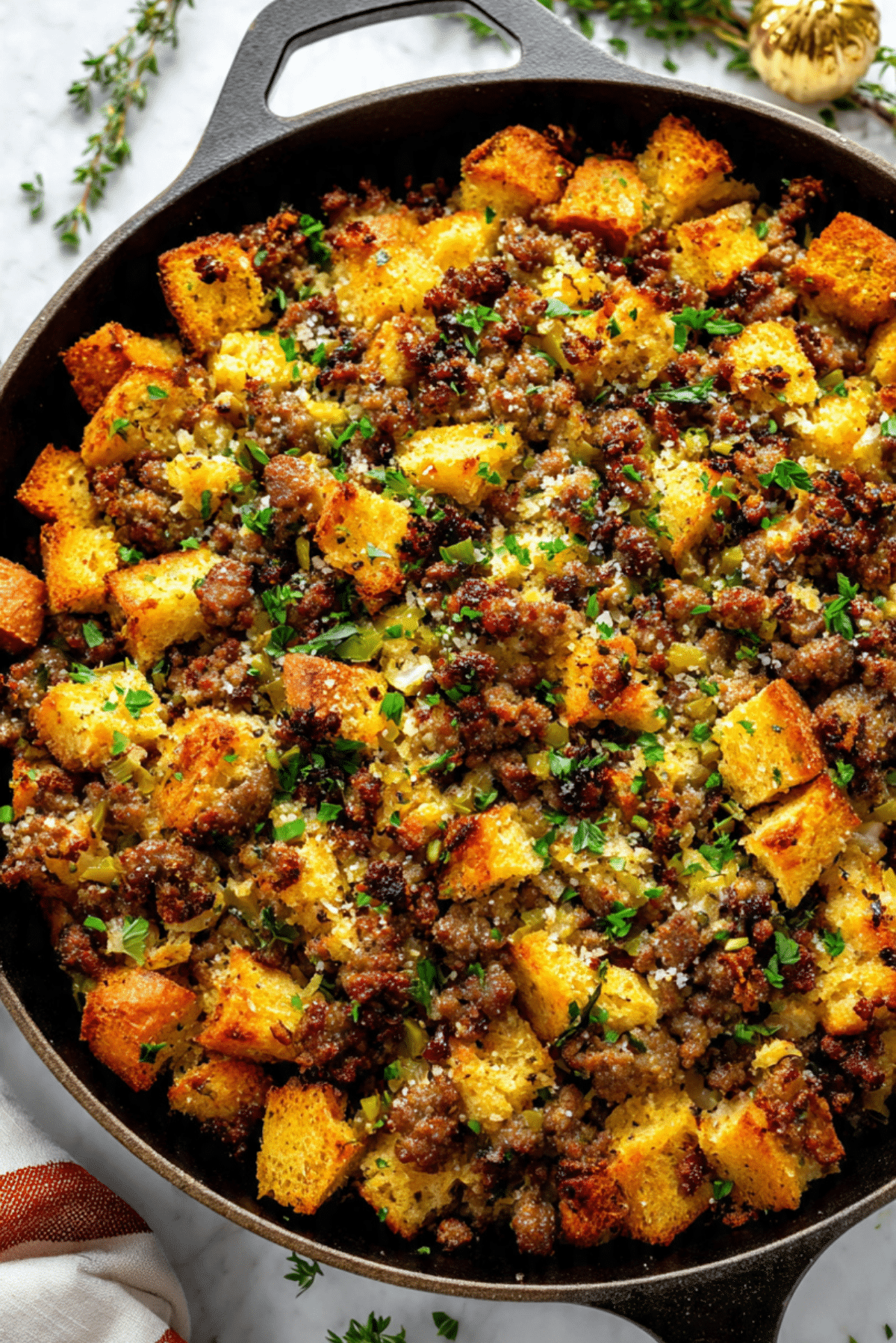 Easy & Delicious Holiday Stuffing Skillet