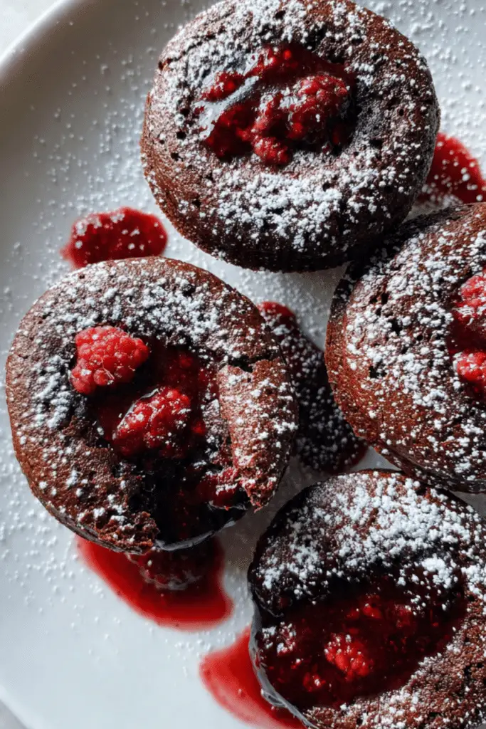 Easy Gooey Chocolate Lava Muffins with Raspberry