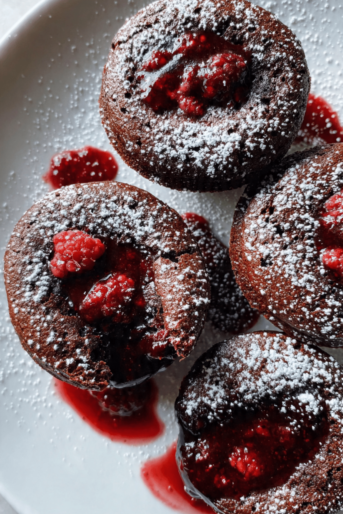 Easy Gooey Chocolate Lava Muffins with Raspberry
