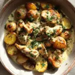 Garlic Potato Topped Chicken Pots