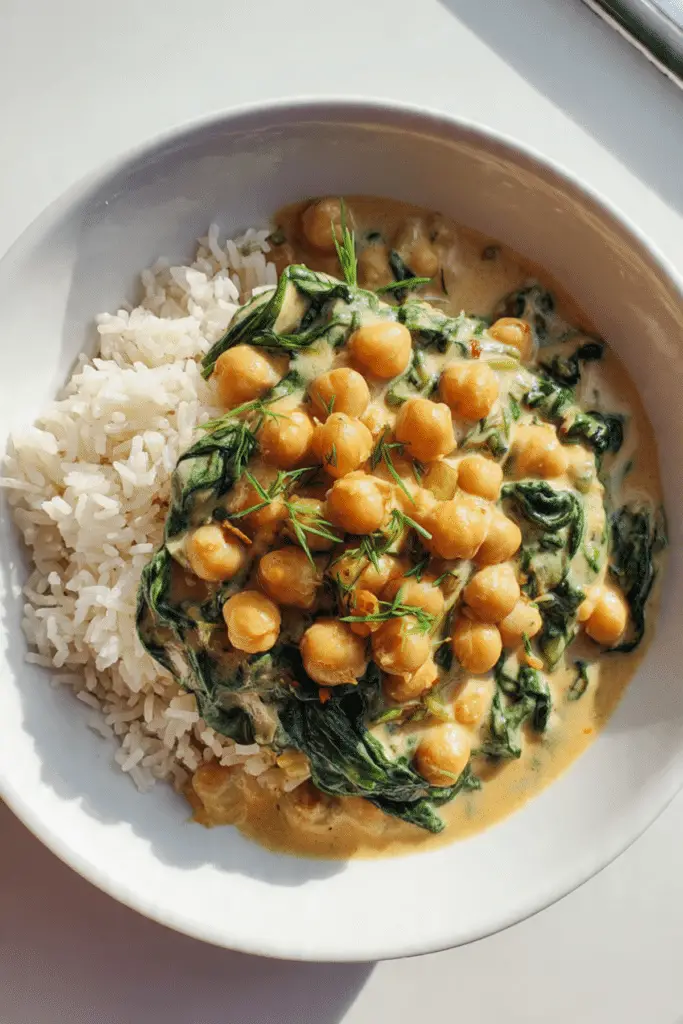 Steph’s Chickpea Curry with Spinach and Rice