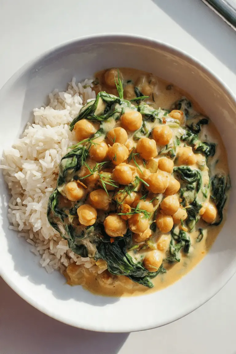 Steph’s Chickpea Curry with Spinach and Rice