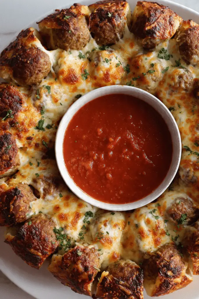 Cheesy Meatball Pull-Apart Pizza Ring