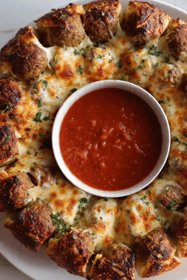 Cheesy Meatball Pull-Apart Pizza Ring