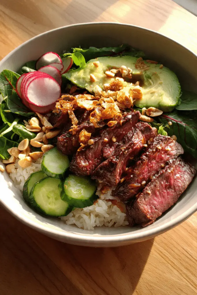CRISPY ONION BBQ STEAK SALAD