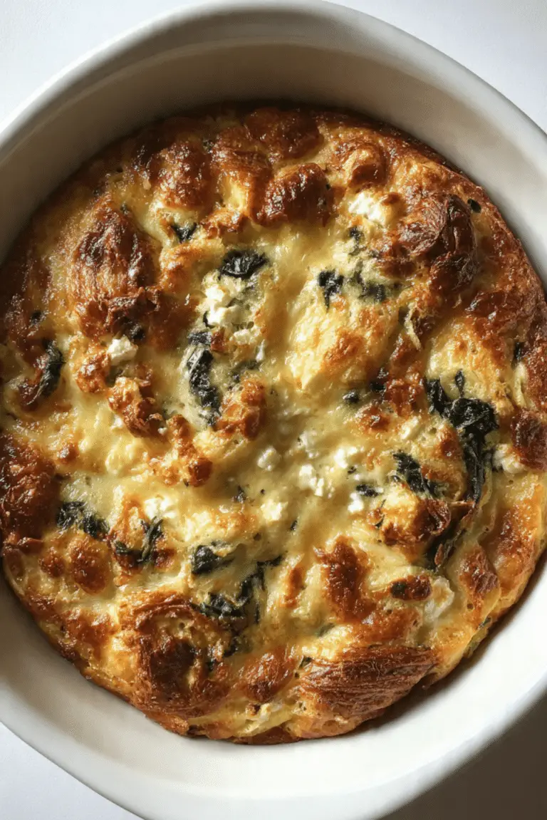 Croissant Strata with Spinach, Feta, and Gruyere