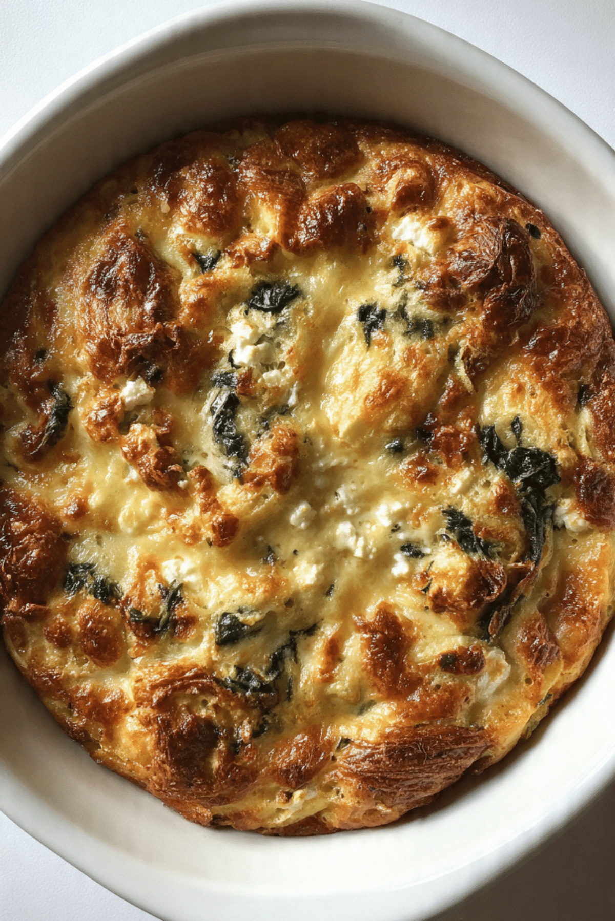 Croissant Strata with Spinach, Feta, and Gruyere