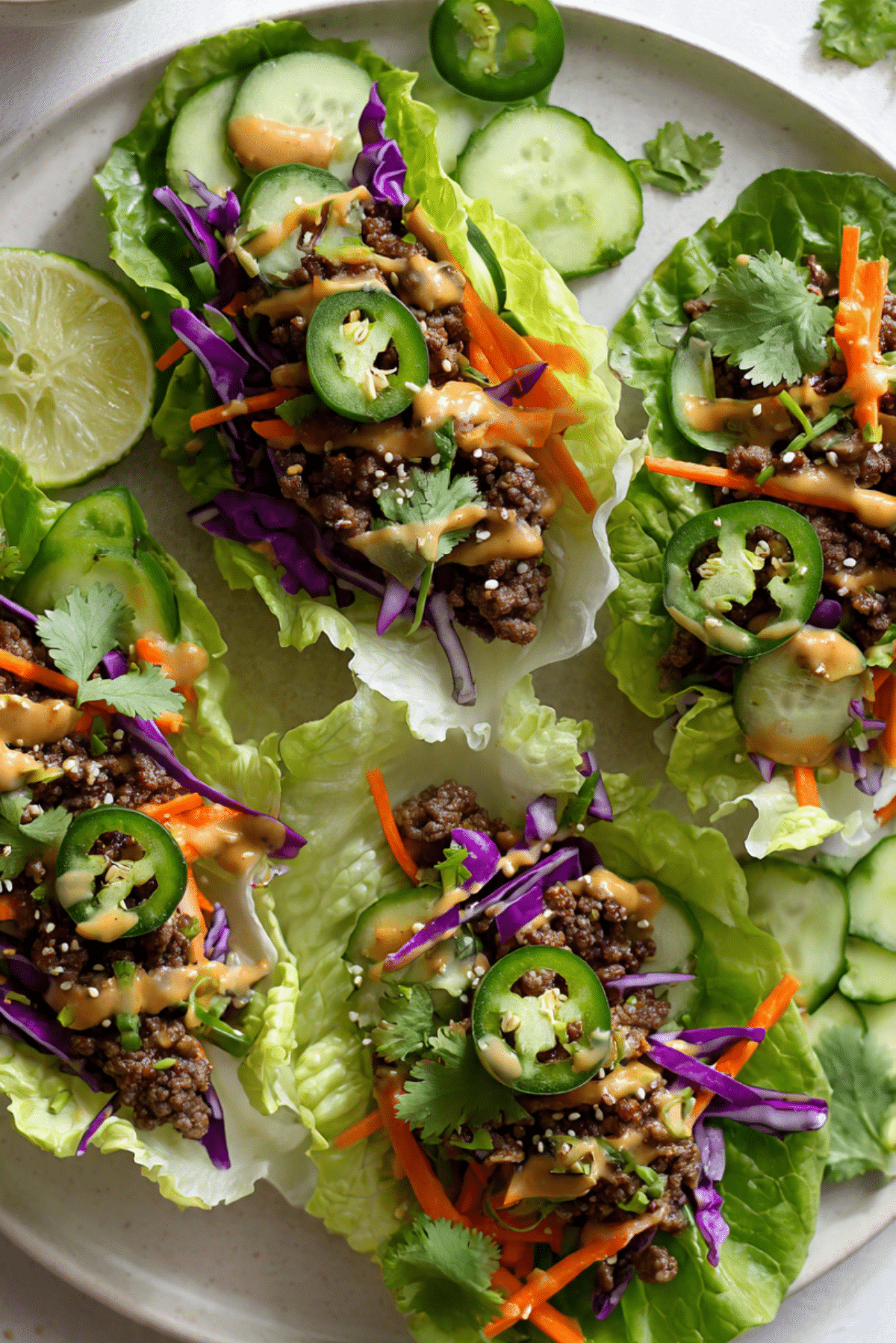 Steak Lettuce Wraps with Spicy Cashew Sauce