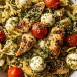Pesto Chicken Farfalle Salad with Mozzarella Pearls