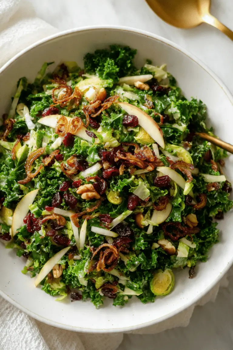 Kale Apple Salad with Crispy Shallots