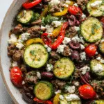 Mediterranean Ground Beef Bowls w/ Lemon Tahini Sauce