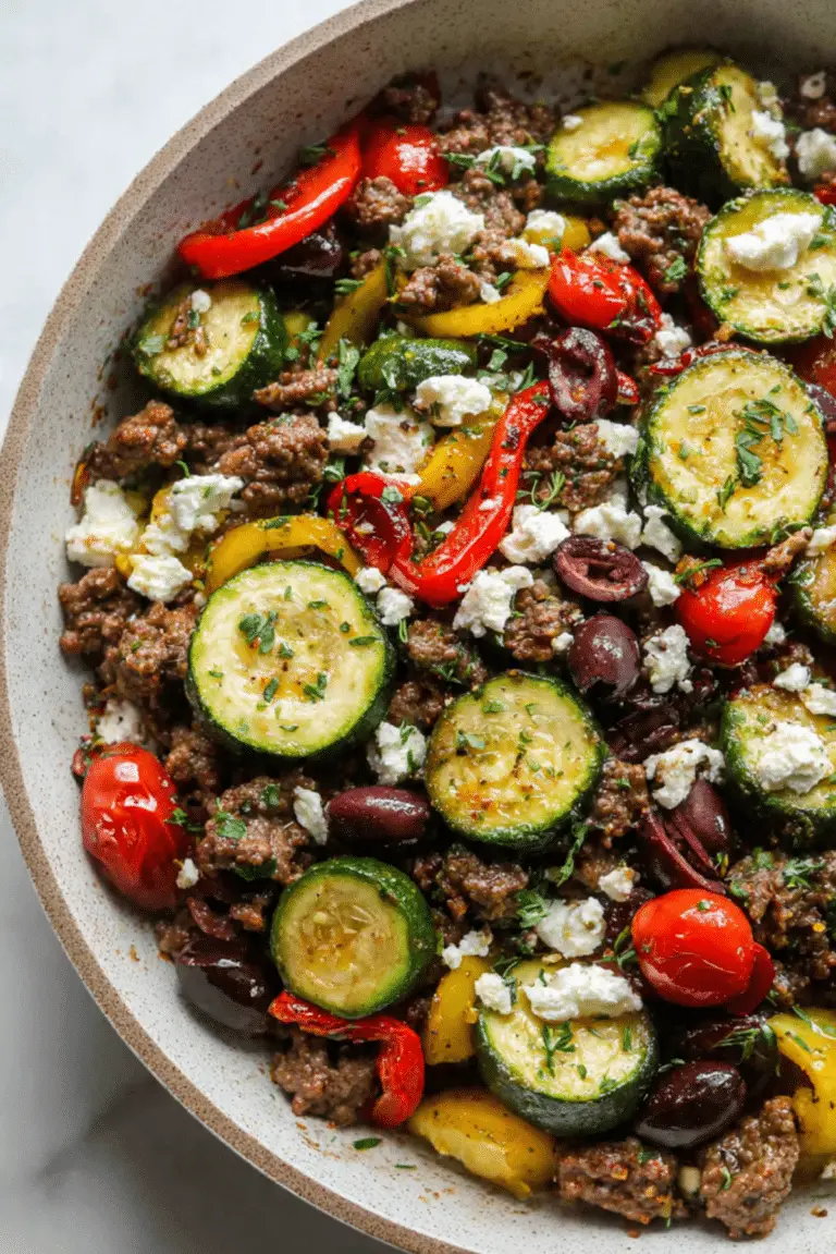 Mediterranean Ground Beef Bowls w/ Lemon Tahini Sauce