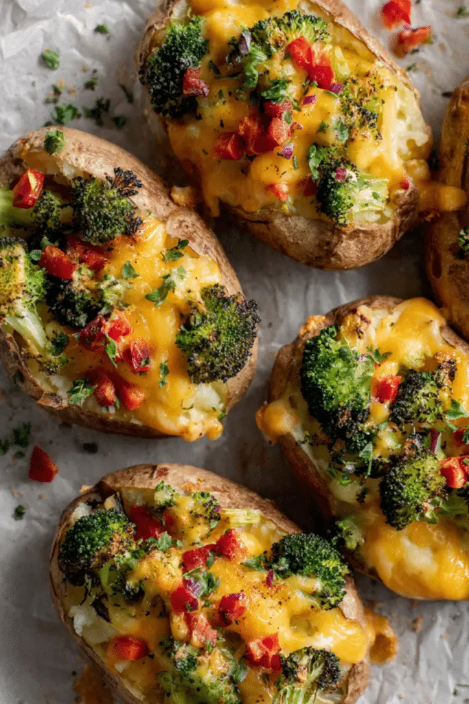 Baked Potatoes with Crispy Broccoli and Bacon