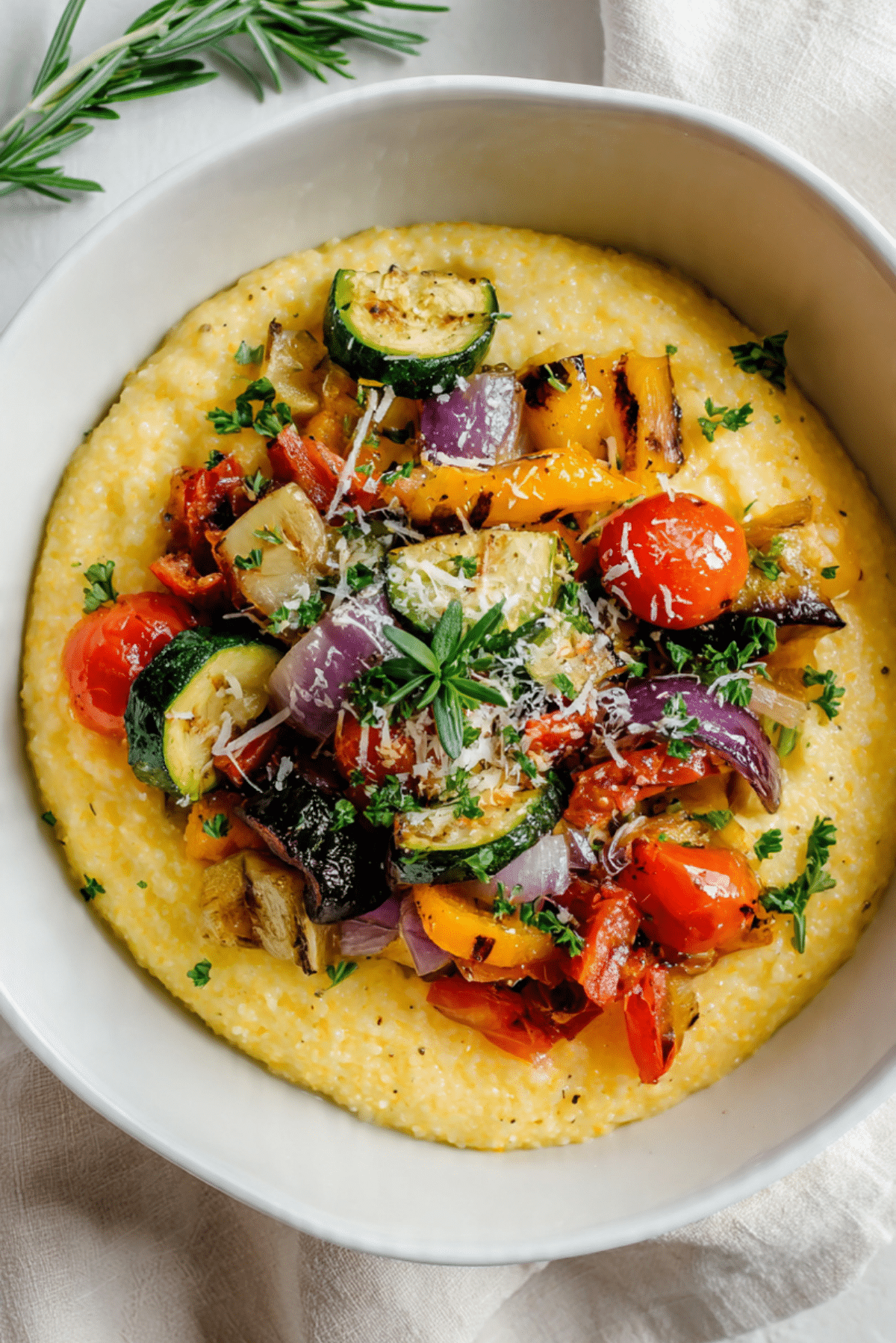 Delicious Creamy Polenta with Roasted Veggies