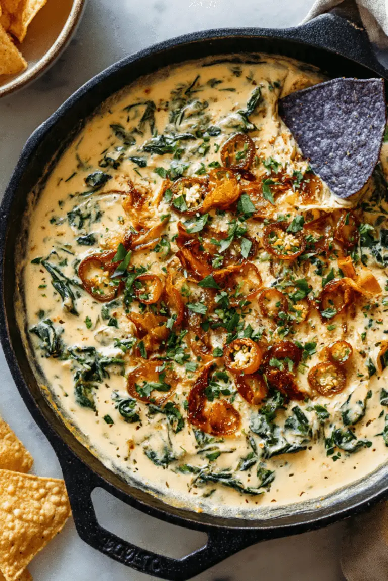 Spinach Queso with Crispy Jalapeños