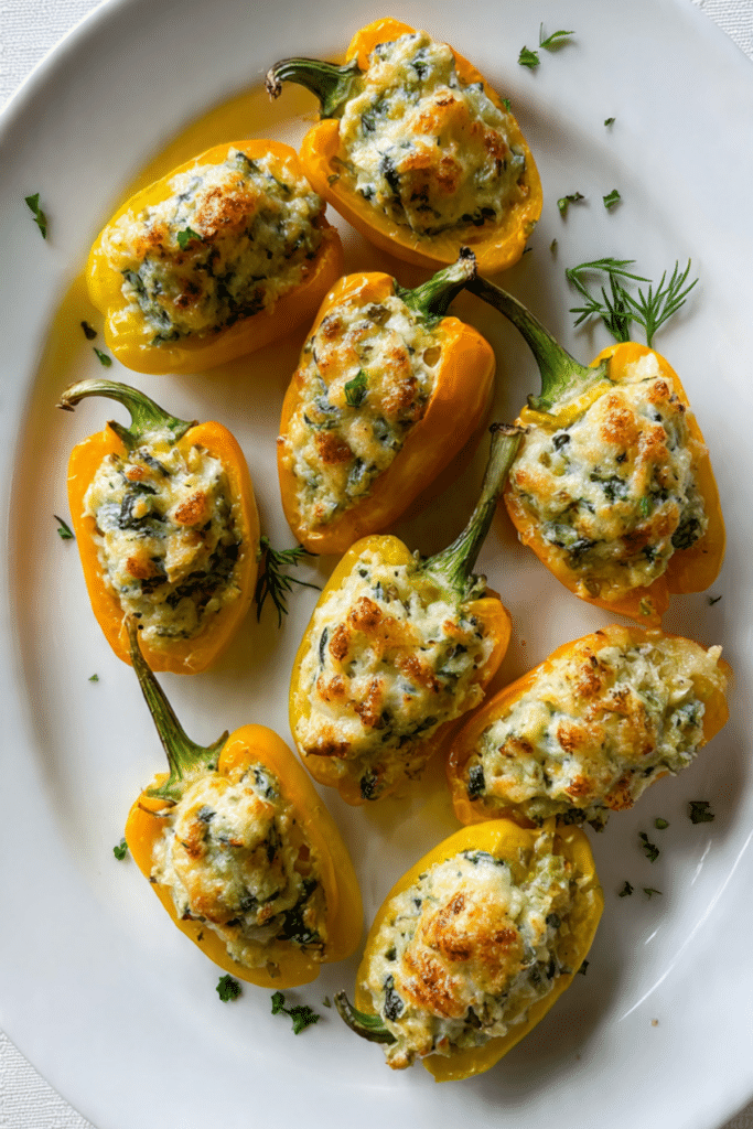 Spinach and Artichoke Stuffed Mini Peppers