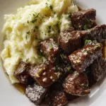 Steak Tips with Garlic Butter & Creamy Mashed Potatoes