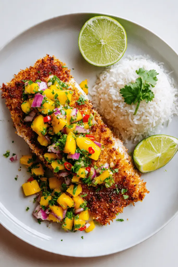 Coconut Crusted Salmon with Mango Salsa Recipe