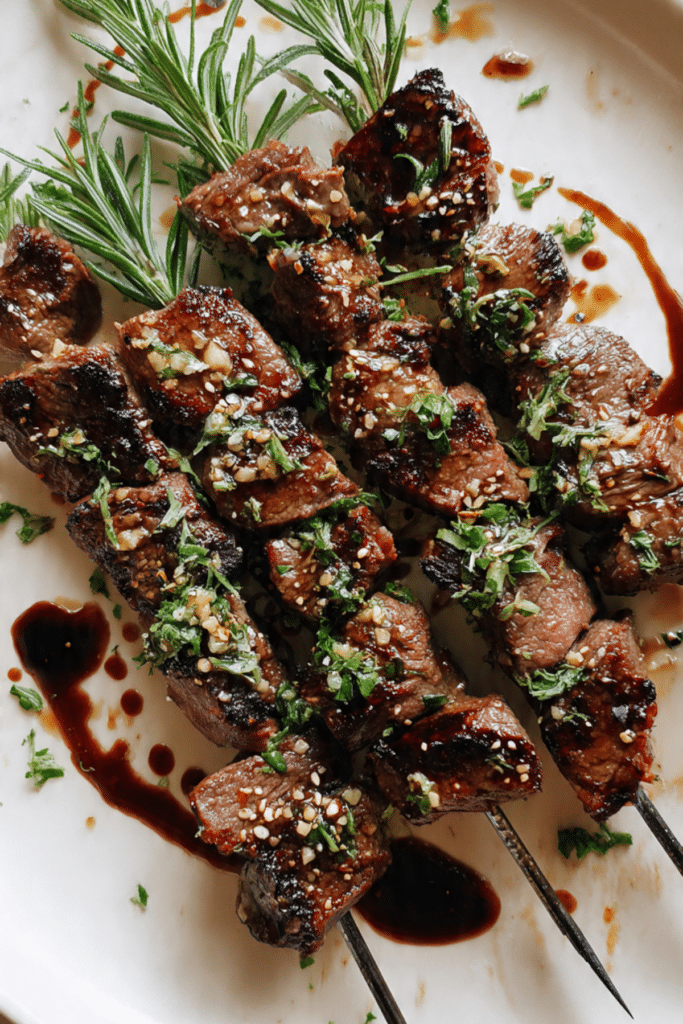 Rosemary Steak Skewers with Balsamic Glaze