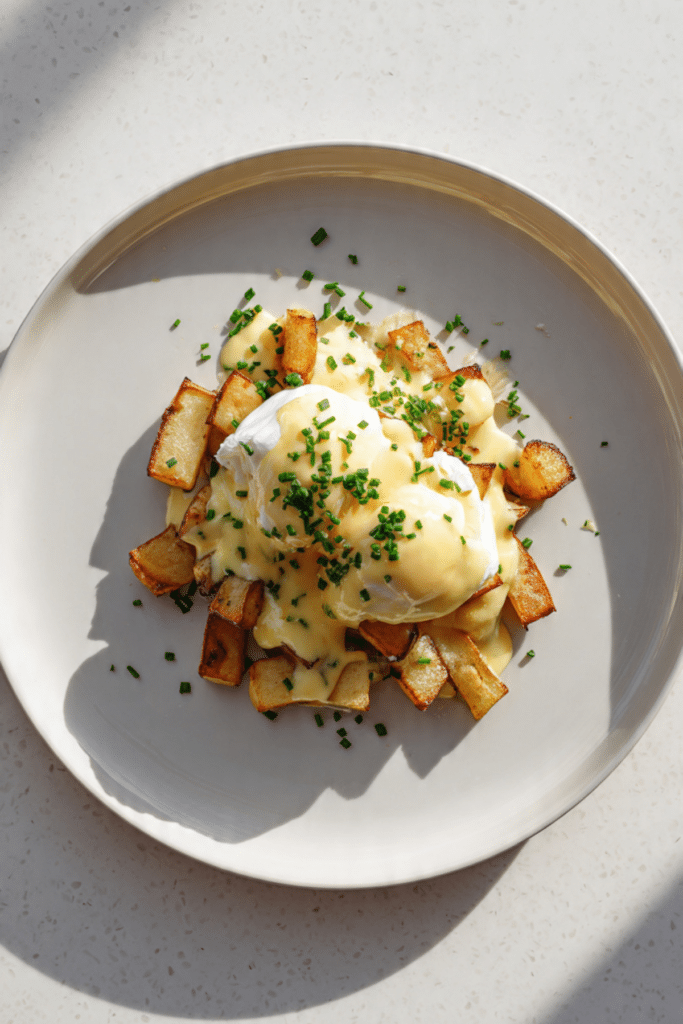 Breakfast Poutine with Hollandaise Sauce