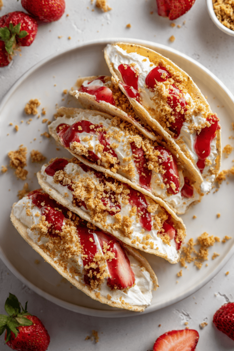 Strawberry Crunch Cheesecake Tacos