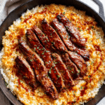 One-Skillet Creamy Honey BBQ Steak Rice