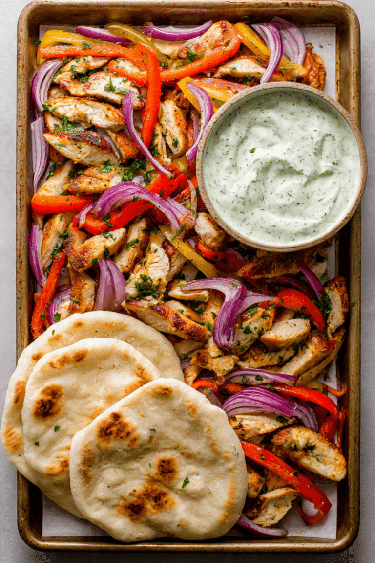 Sheet Pan Chicken Pitas with Herby Ranch Recipe