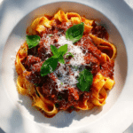 Beef Tagliatelle with Rich Tomato Sauce