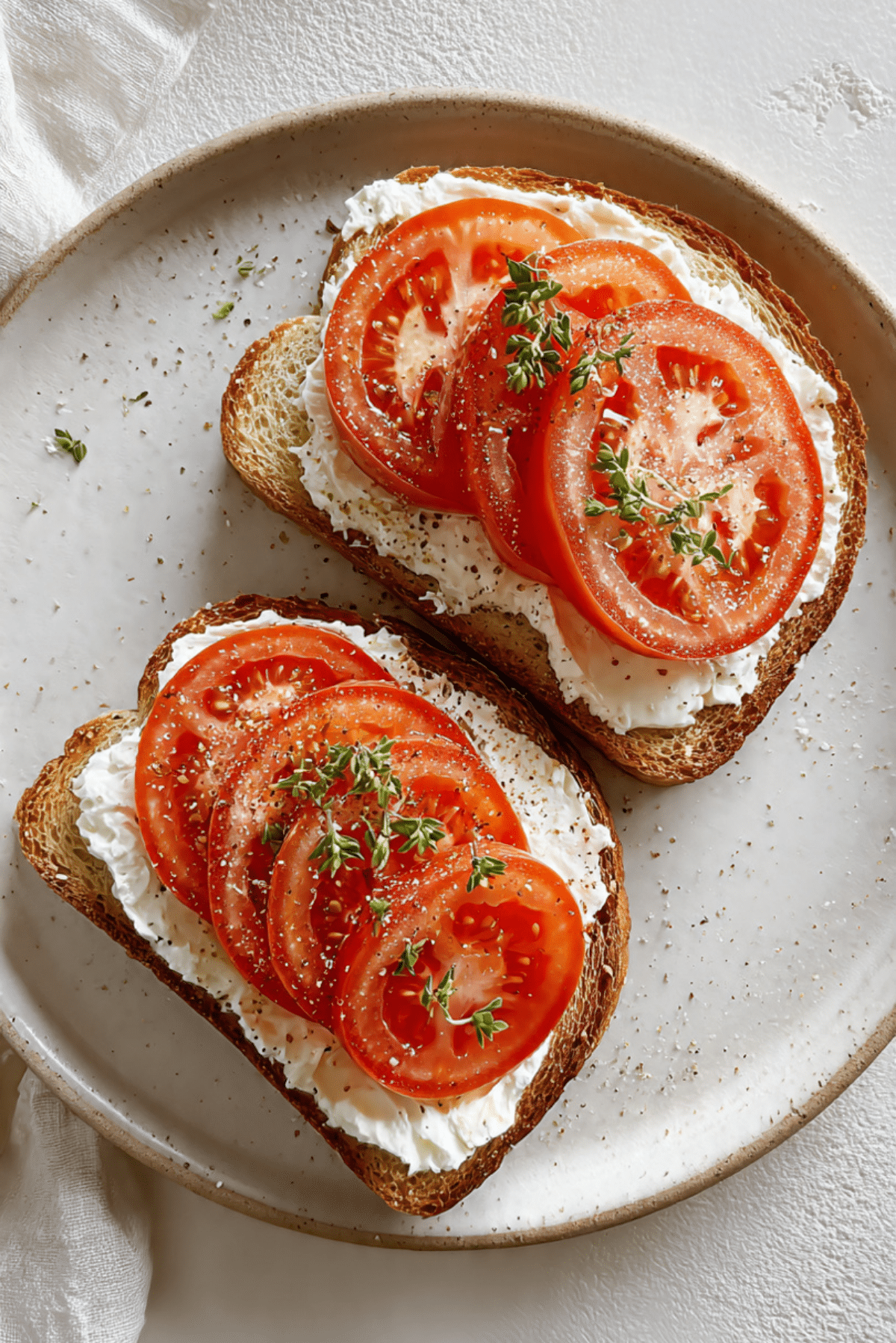 Tomato and Creamy Cottage Cheese Toast